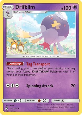 Drifblim 81/236 - Unified Minds Reverse Holofoil