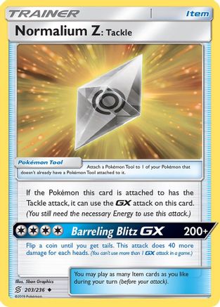 Normalium Z: Tackle 203/236 - SM  Unified Minds Reverse Holofoil
