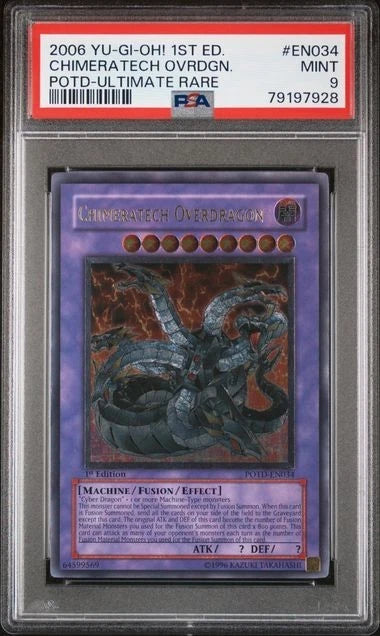 Yugioh Chimeratech Overdragon POTD-EN034 1st Edition Ultimate Rare PSA 9
