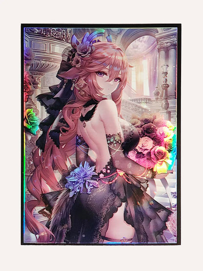 Yae Miko Black Wedding Dress Genshin Impact Standard Holographic Card Sleeves 60ct