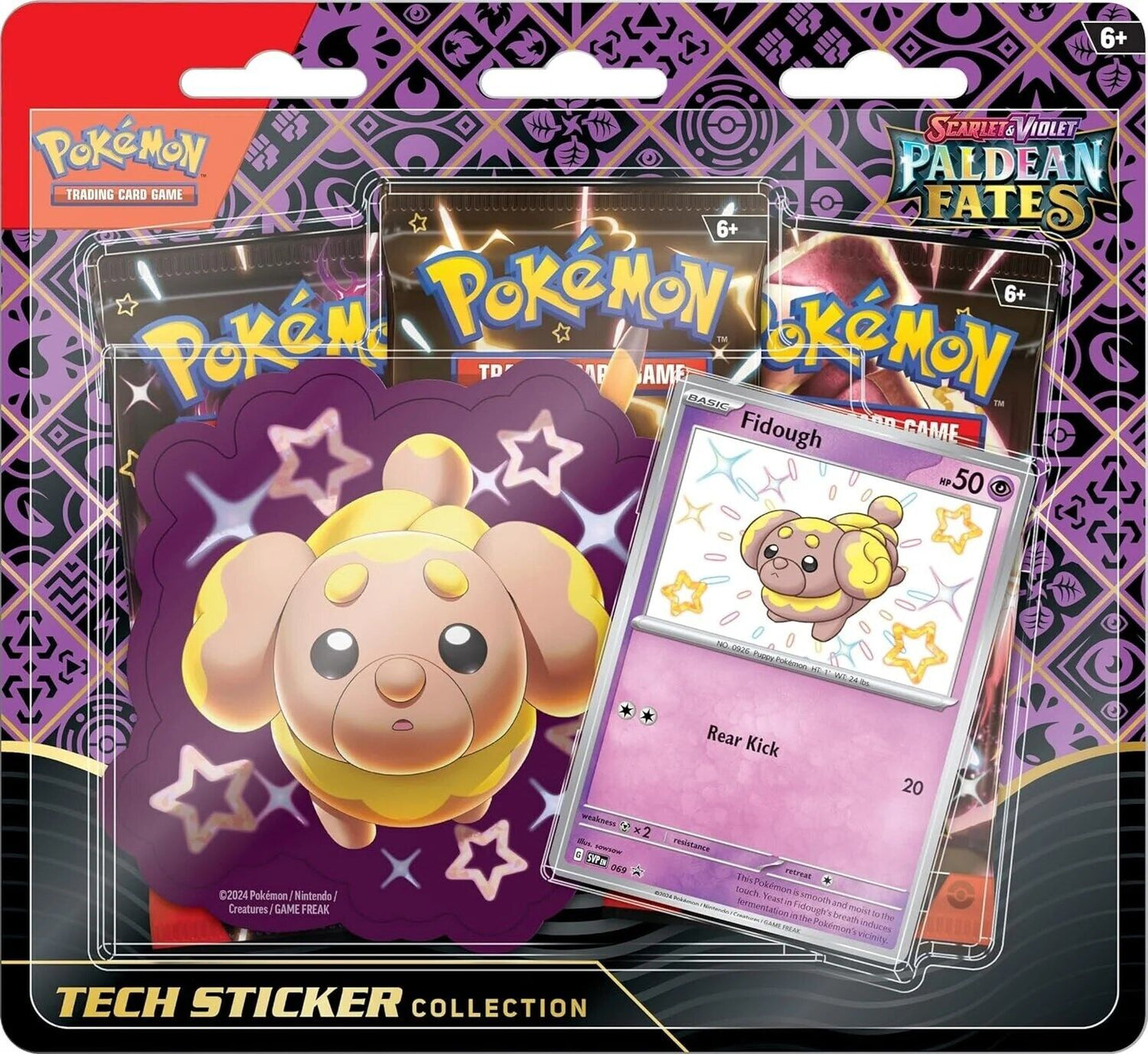 Pokemon Paldean Fates Sticker Collection 3 Pack (Maschiff / Greavard / Fidough)