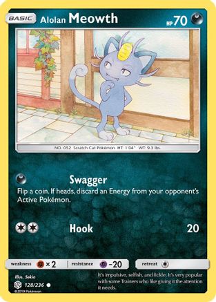 Alolan Meowth - 128/236 - SM  Cosmic Eclipse Reverse Holofoil
