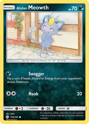 Alolan Meowth 128/236 - Cosmic Eclipse Reverse Holofoil