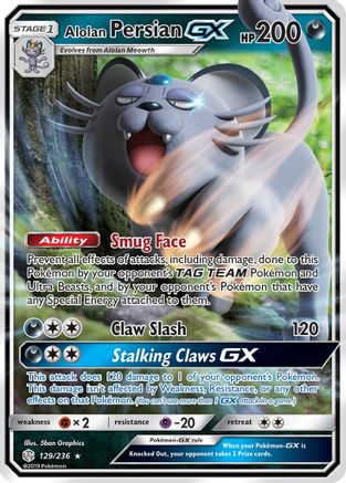 Alolan Persian GX - 129/236 - SM  Cosmic Eclipse Holofoil