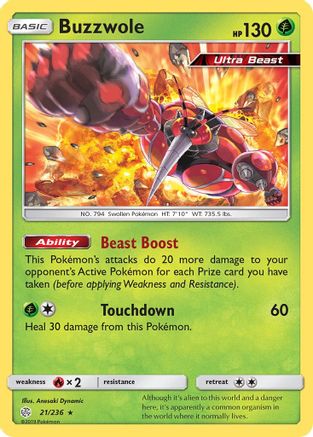 Buzzwole 21/236 - SM  Cosmic Eclipse Holofoil