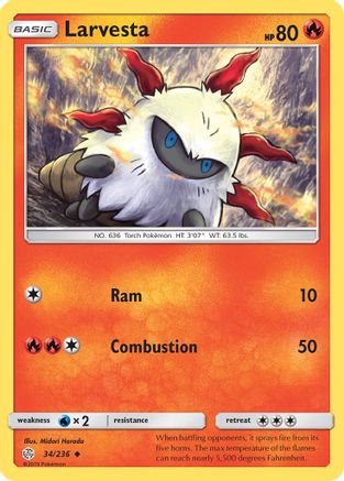Larvesta 34/236 - SM  Cosmic Eclipse Reverse Holofoil