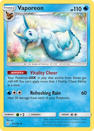 Vaporeon 42/236 - SM  Cosmic Eclipse