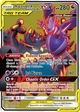 Naganadel & Guzzlord GX (Full Art) 223/236 - SM  Cosmic Eclipse Holofoil