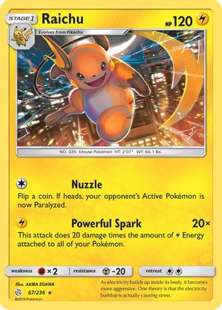 Raichu 67/236 - Cosmic Eclipse Reverse Holofoil