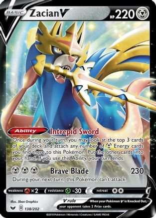 Zacian V 138/202 - SWSH01 Sword & Shield Base Set Holofoil