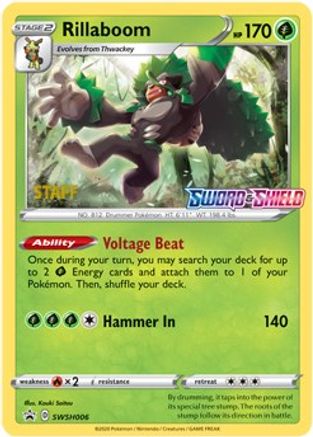 Rillaboom - SWSH006 (Prerelease) [Staff] SWSH006 - SWSH Sword & Shield Promo Cards Holofoil