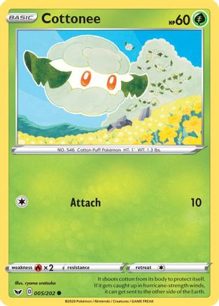 Cottonee 5/202 - SWSH01 Sword & Shield Base Set Reverse Holofoil