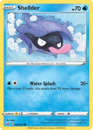 Shellder 40/202 - SWSH01 Sword & Shield Base Set Reverse Holofoil