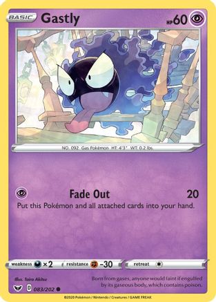 Gastly 83/202 - SWSH01 Sword & Shield Base Set Reverse Holofoil