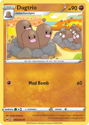 Dugtrio 93/202 - Sword & Shield Reverse Holofoil