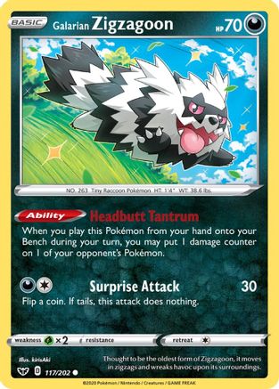 Galarian Zigzagoon 117/202 - SWSH01 Sword & Shield Base Set