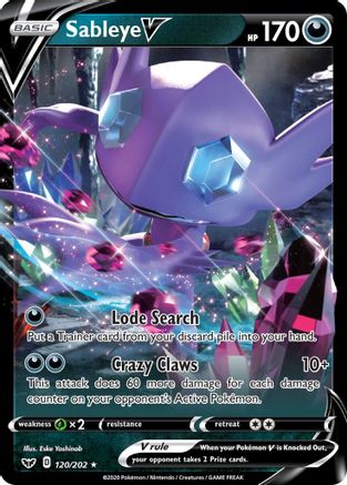 Sableye V 120/202 - Sword & Shield Holofoil