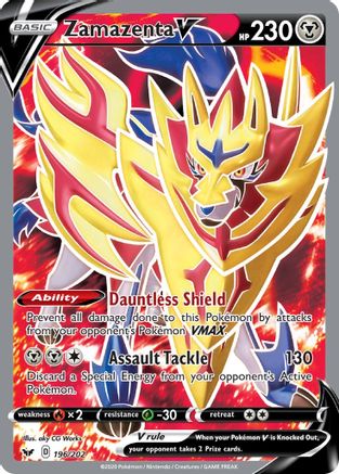 Zamazenta V (Full Art) 196/202 - SWSH01 Sword & Shield Base Set Holofoil