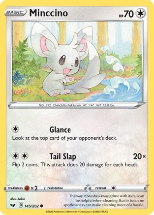 Minccino (145) 145/202 - SWSH01 Sword & Shield Base Set Reverse Holofoil