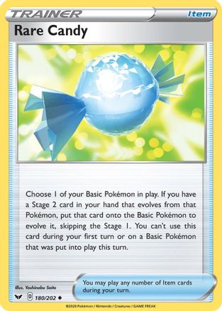 Rare Candy 180/202 - SWSH01 Sword & Shield Base Set Reverse Holofoil