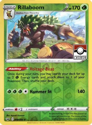 Rillaboom - 014/202 (Pokemon League) 14 - League & Championship Cards Reverse Holofoil