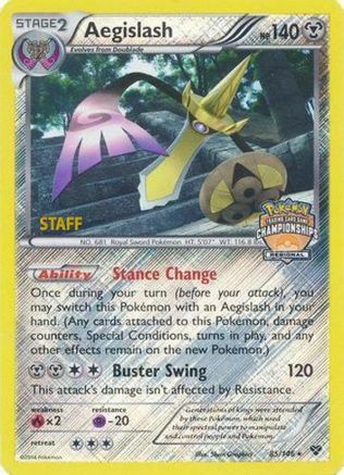 Aegislash - 85/146 (Regional Championships) [Staff] 85 - League & Championship Cards Reverse Holofoil