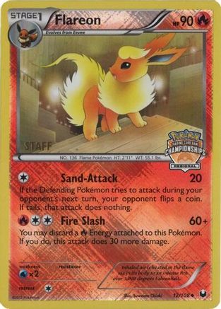 Flareon - 12/108 (Regional Championships) [Staff] 12 - League & Championship Cards Reverse Holofoil