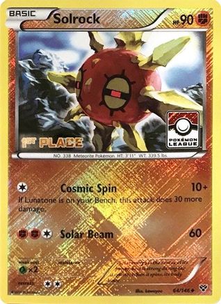 Solrock - 64/146 (Pokemon League) [1st Place] 64 - League & Championship Cards Reverse Holofoil