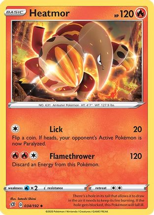 Heatmor 34/192 - SWSH02 Rebel Clash Reverse Holofoil