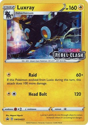 Luxray - SWSH023 (Prerelease Promo) [Staff] SWSH023 - SWSH Sword & Shield Promo Cards Holofoil