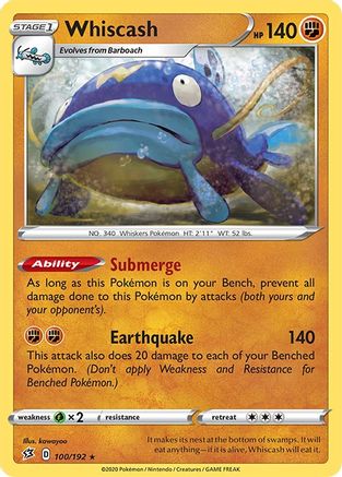 Whiscash 100/192 - Rebel Clash Reverse Holofoil