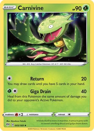 Carnivine 5/189 - SWSH03 Darkness Ablaze Reverse Holofoil