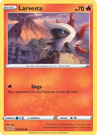 Larvesta 29/189 - SWSH03 Darkness Ablaze Reverse Holofoil