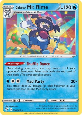 Galarian Mr. Rime 36/189 - Darkness Ablaze Reverse Holofoil