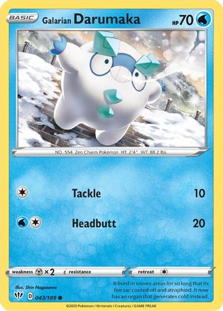Galarian Darumaka 43/189 - SWSH03 Darkness Ablaze Reverse Holofoil