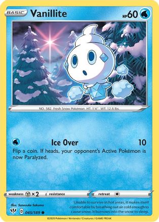 Vanillite 45/189 - SWSH03 Darkness Ablaze Reverse Holofoil