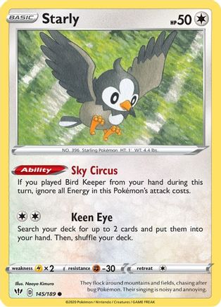 Starly 145/189 - SWSH03 Darkness Ablaze