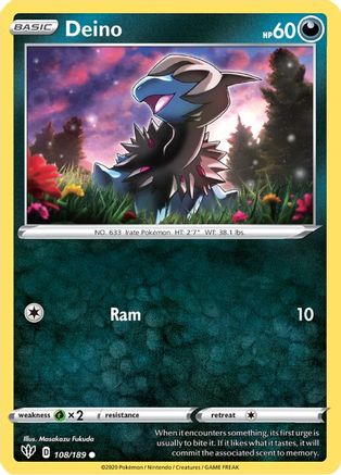 Deino 108/189 - SWSH03 Darkness Ablaze Reverse Holofoil
