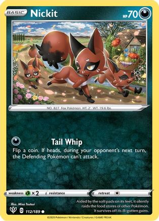 Nickit 112/189 - SWSH03 Darkness Ablaze Reverse Holofoil