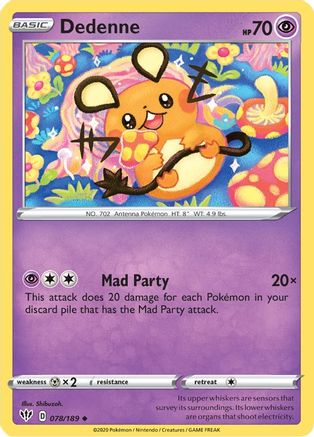 Dedenne 78/189 - SWSH03 Darkness Ablaze Reverse Holofoil