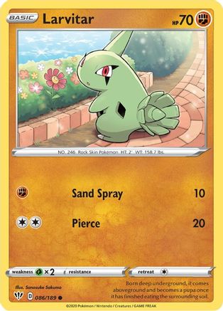 Larvitar 86/189 - SWSH03 Darkness Ablaze Reverse Holofoil