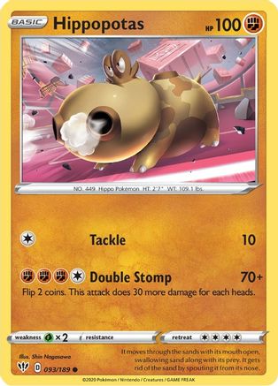 Hippopotas 93/189 - Darkness Ablaze Reverse Holofoil