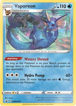 Vaporeon - SWSH072 SWSH072/307 - SWSH Sword & Shield Promo Cards Holofoil