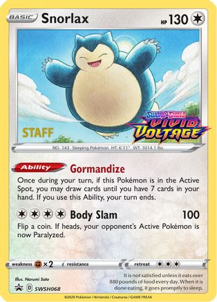 Snorlax - SWSH068 (Prerelease Promo) [Staff] SWSH068 - SWSH Sword & Shield Promo Cards Holofoil