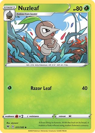 Nuzleaf 11/185 - Vivid Voltage Reverse Holofoil