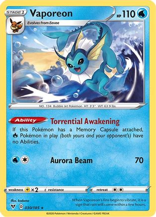 Vaporeon 30/185 - SWSH04 Vivid Voltage Reverse Holofoil