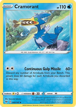 Cramorant 40/185 - SWSH04 Vivid Voltage Reverse Holofoil