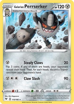 Galarian Perrserker 113/185 - Vivid Voltage Reverse Holofoil