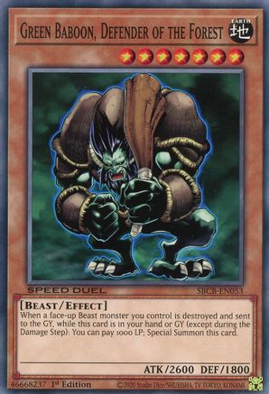 Green Baboon, Defender of the Forest (SBCB-EN053) - Speed Duel: Battle City Box 1st Edition