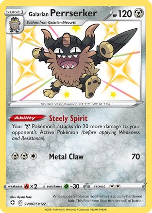 Galarian Perrserker SV087/122 - Shiny Vault Holofoil